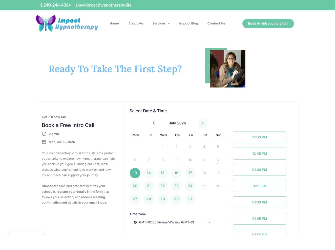 Kalendarz rezerwacji Impact Hypnotherapy